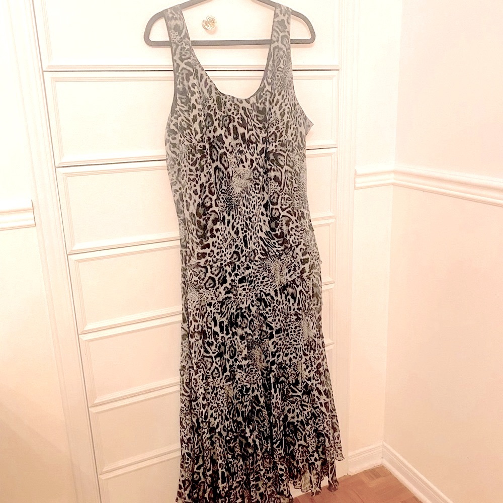 Jones of New York,  Black/Animal Print, Flowy Maxi Dress, Sleeveless